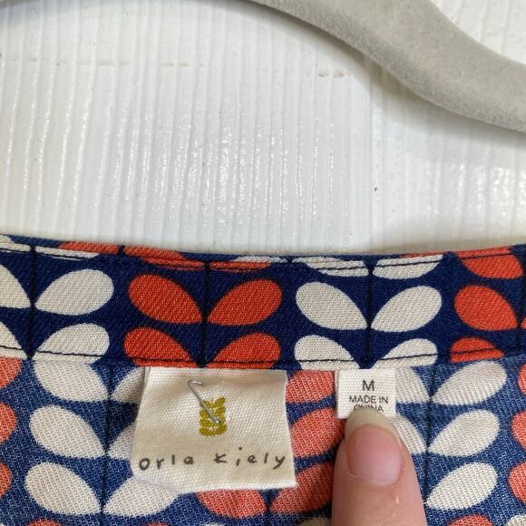 ORLA KIELY x Uniqlo Tunic Top Mini Dress Blue Orange White Geometric Size Medium - Picture 4 of 5